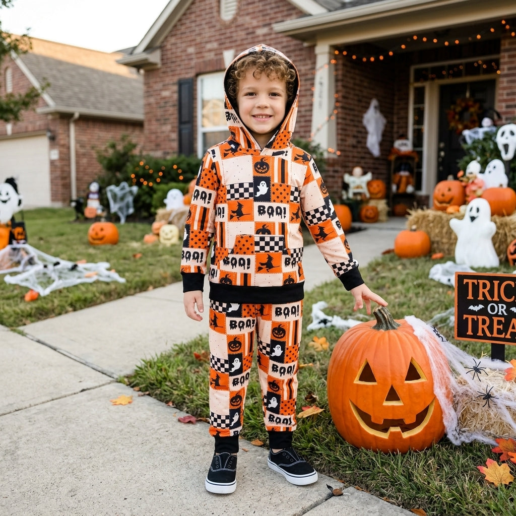 BLP1544 Halloween BOO Hoodie Kids Boys Outfits