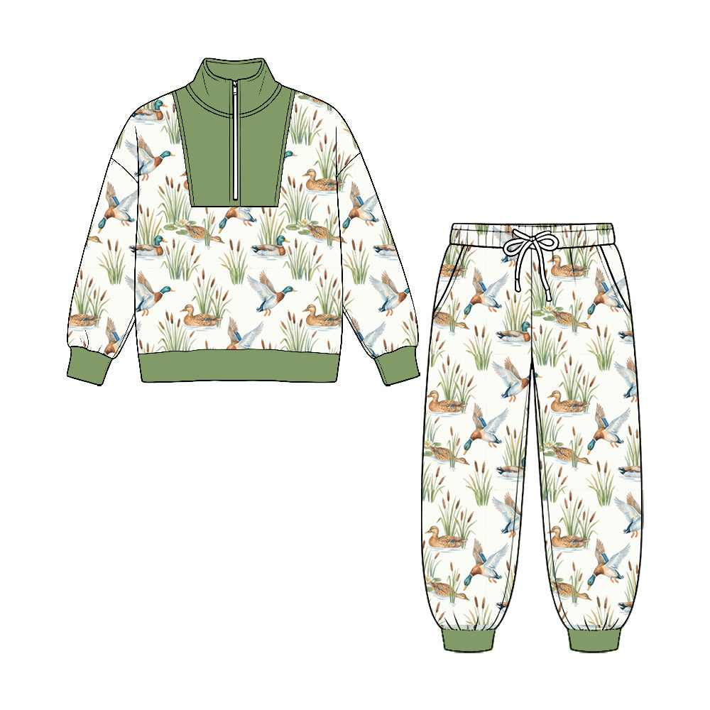 MOQ 5pcs BLP1585 pre-order toddler boy clothes mallard ducks boy winter zipper set-2026.8.25