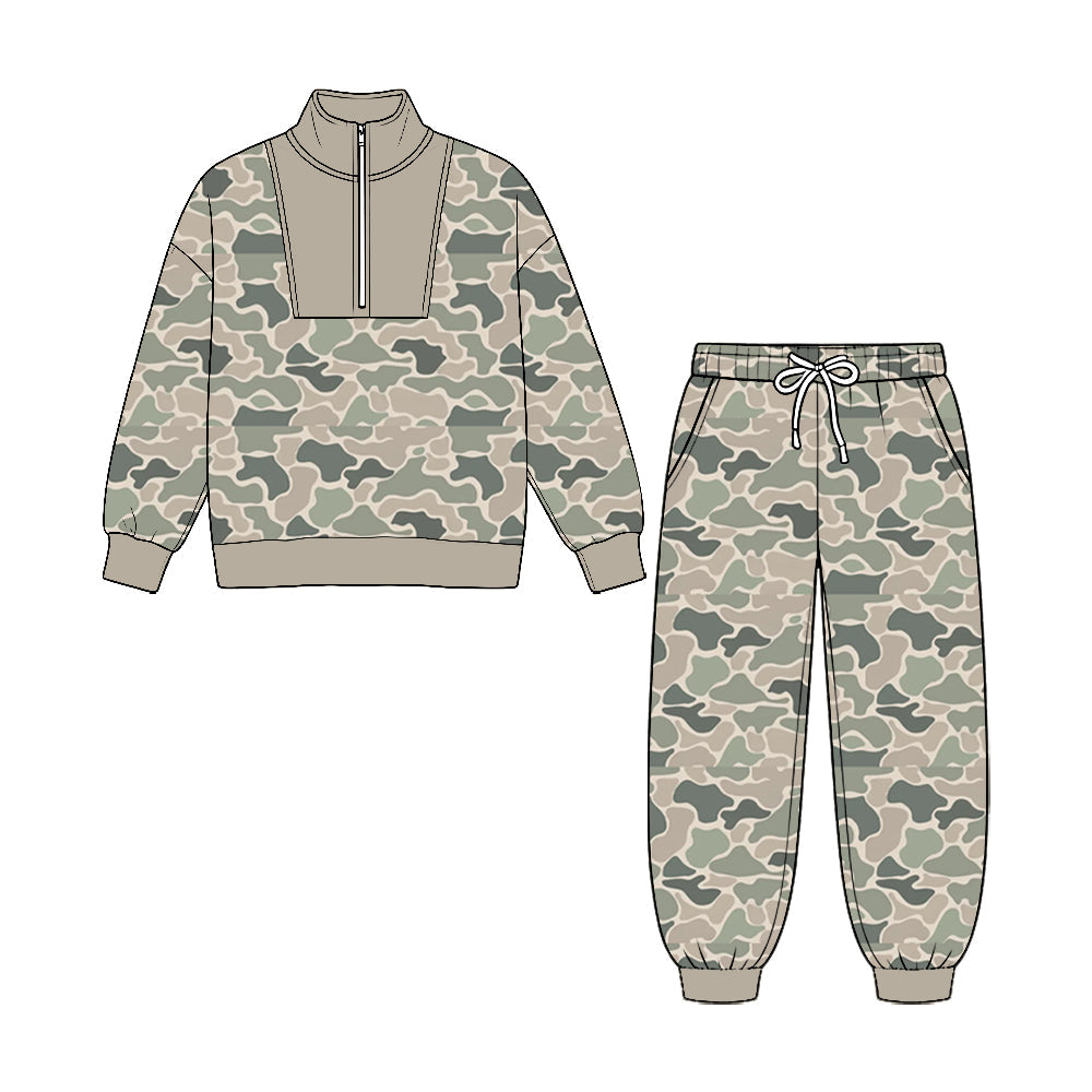 MOQ 5pcs BLP1588 pre-order toddler boy clothes hunting camo boy winter zipper set-2026.8.25