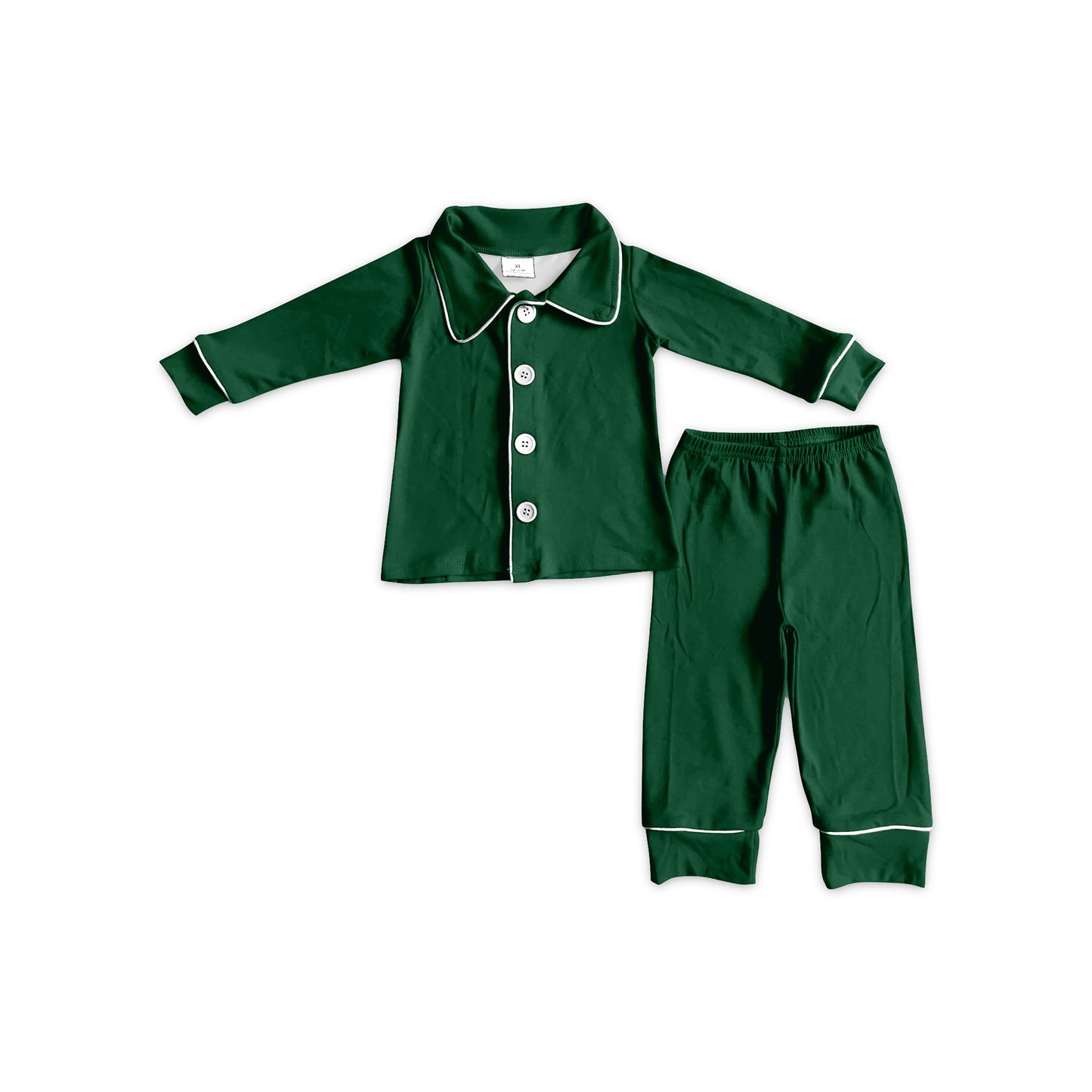 BLP1594 per-order Boys Solid Lapel Pajama 2‑Piece Set Contrast Piping Button‑Down Home Sleepwear 20260827