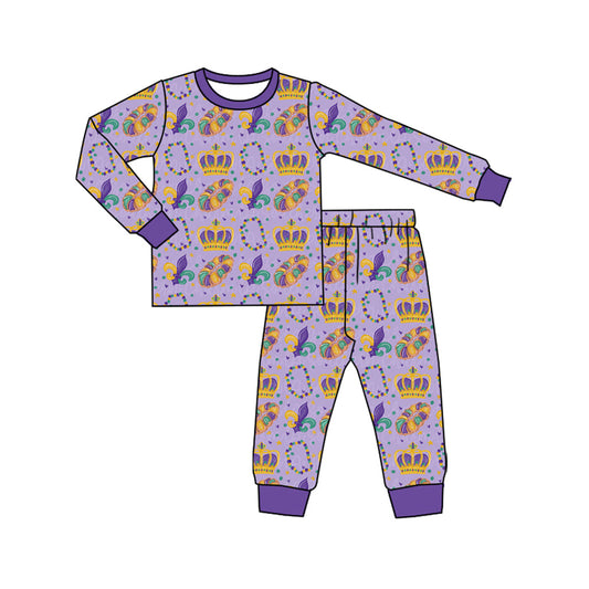 Preorder MOQ 5 pcs Each Style Mardi Gras Boys Pajamas Outfits Kids Matching Clothes 202609