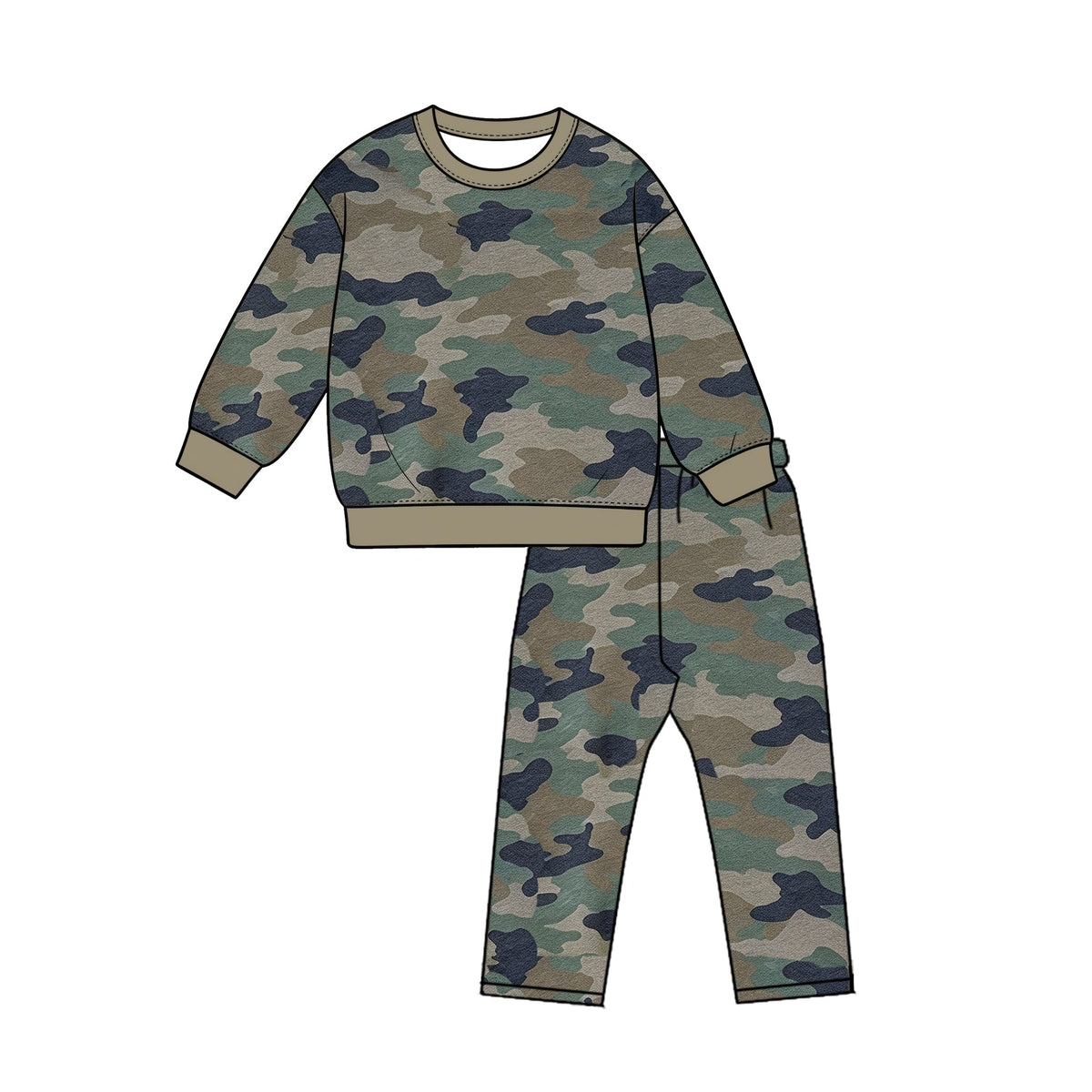 Preorder MOQ 5 pcs BLP1643 Hunting Camo Boys Pajamas Outfits