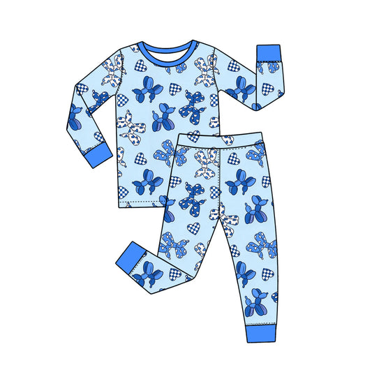 Preorder MOQ 5 pcs Each Style Valentine's Day Puppy Plaid Love Pajamas Kids Matching Clothes