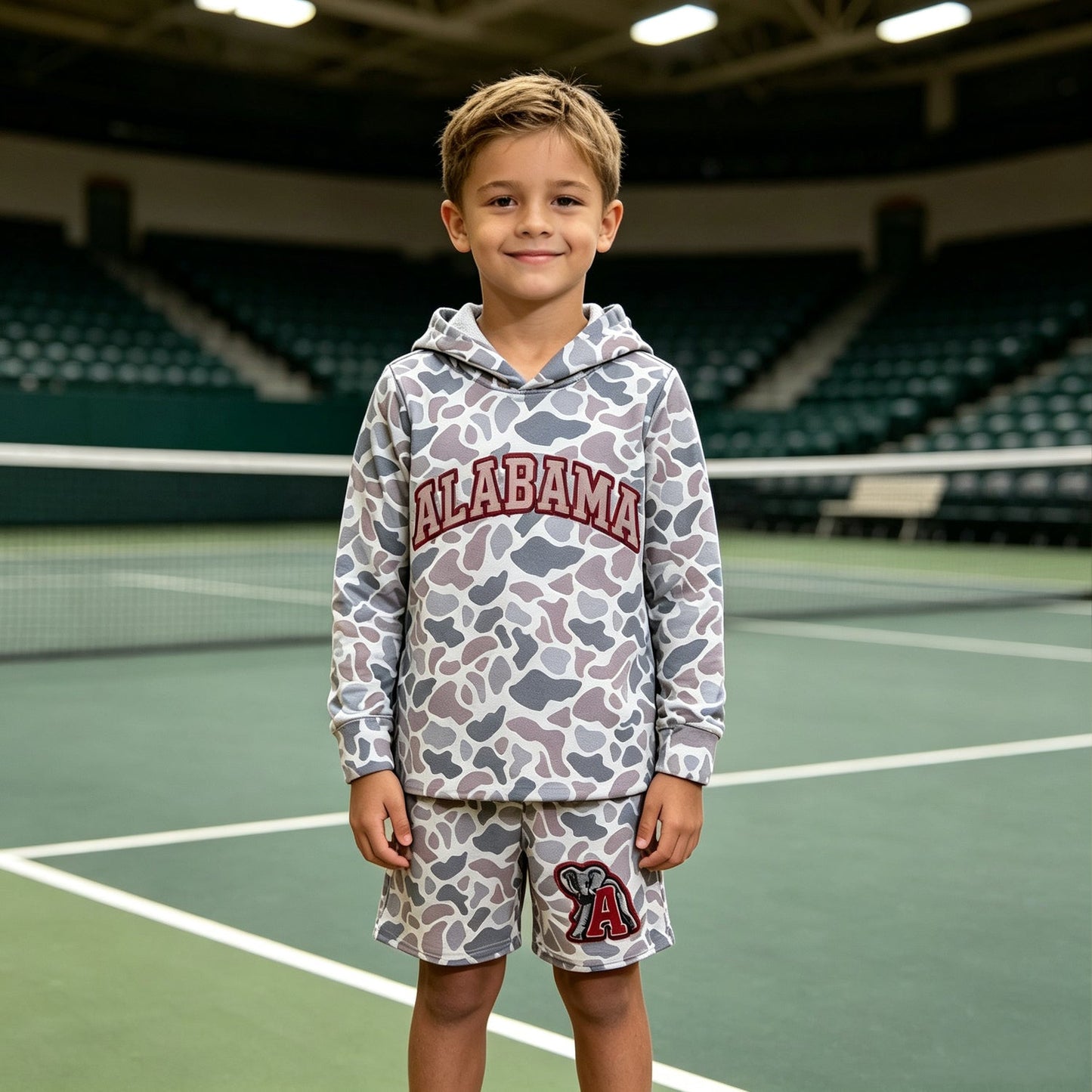 BLS0044 School Team Mascot Camo Vinyl ALABAMA Boy's Hoodie Shorts Outfits