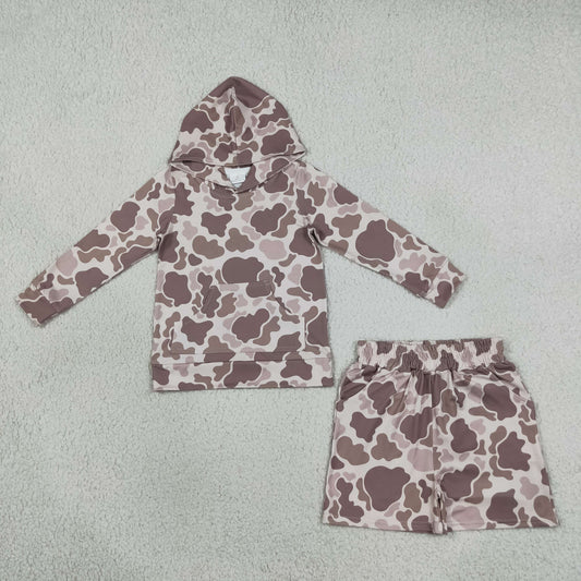BLS0050 Hunting Camo Hoodie Boys Shorts Set