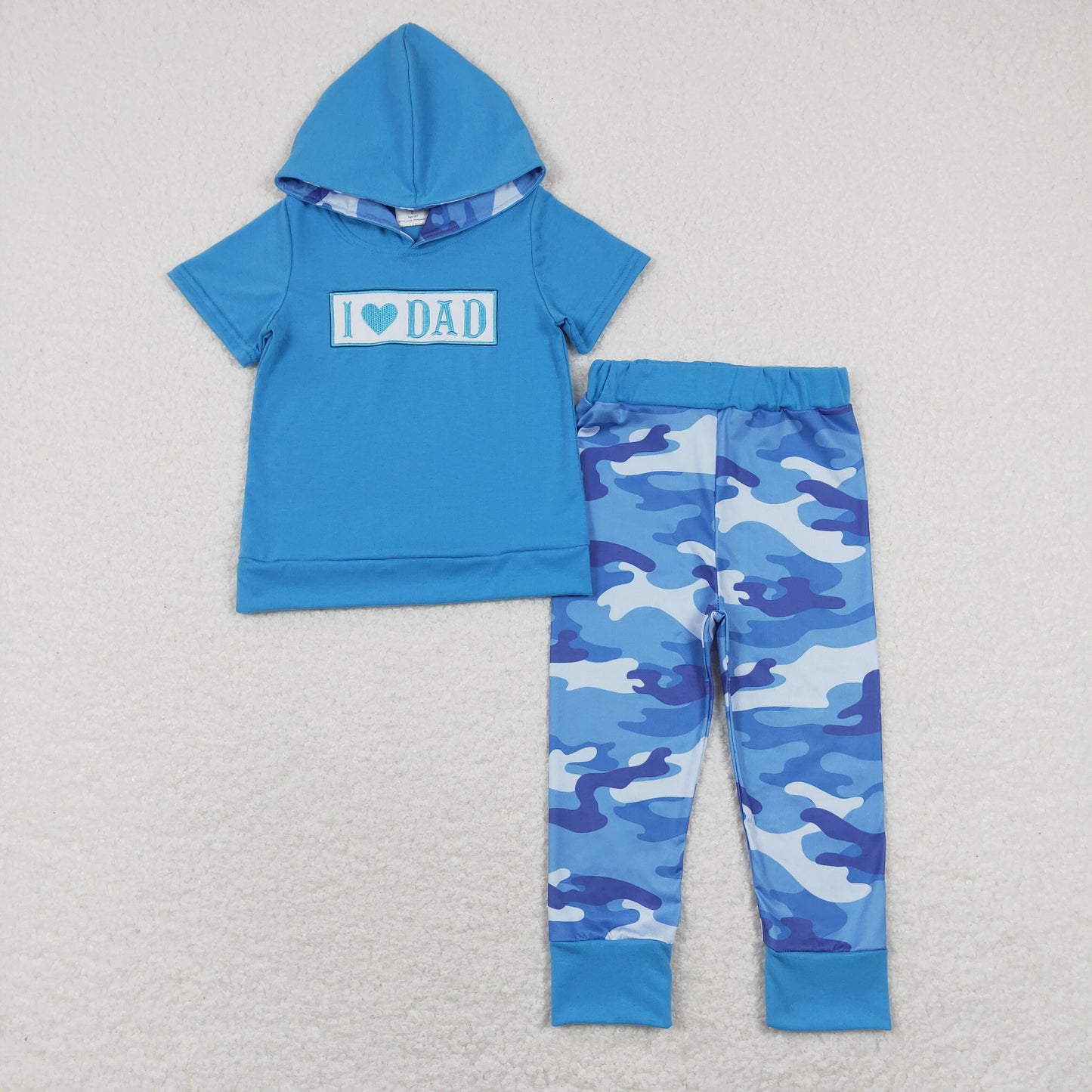 BSPO0281 I Love Dad Blue Hooded Short Sleeve Pants Outfits RTS 202507