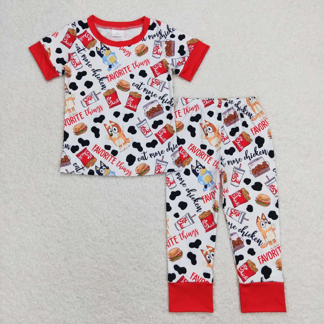 BSPO0346 Cartoon Bluey Red Short Sleeve Pants Boys Pajamas Sets RTS 202508