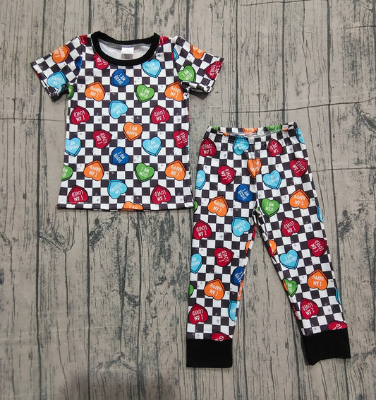 NO MOQ Preorder BSPO0490 i am letter love plaid short-sleeved trousers pajama set 202511
