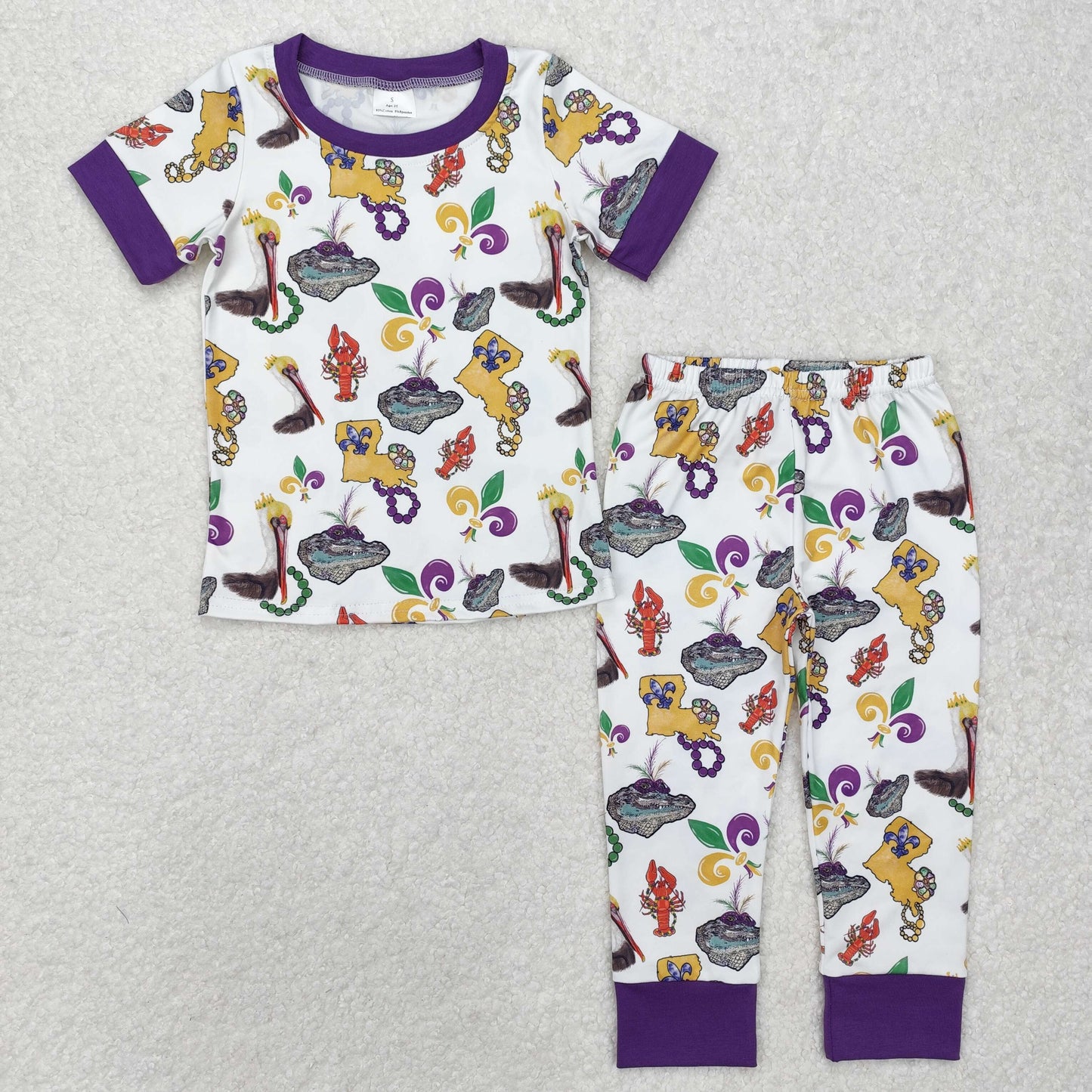 BSPO0546 Mardi Gras Purple lobster Short sleeve top pants boy boutique summer outfit 202501