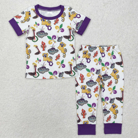 BSPO0546 Mardi Gras Purple lobster Short sleeve top pants boy boutique summer outfit 202501