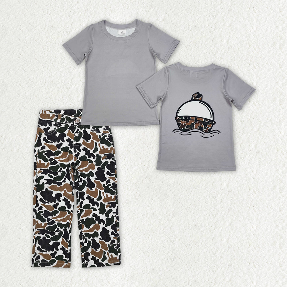 BSPO0549 Gray Short Sleeve Shirts hunting pattern green camouflage Denim Pants Mardi Gras summer outfit RTS 202412