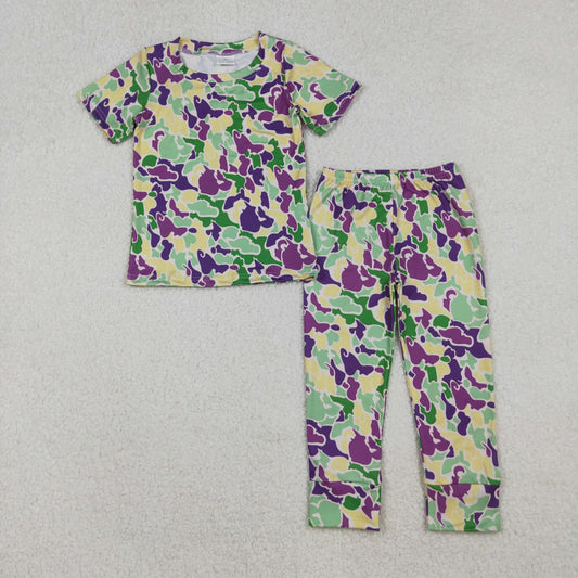 BSPO0584 Purple Camouflage Short Sleeve Pants Boys Pajamas Set 202510 RTS