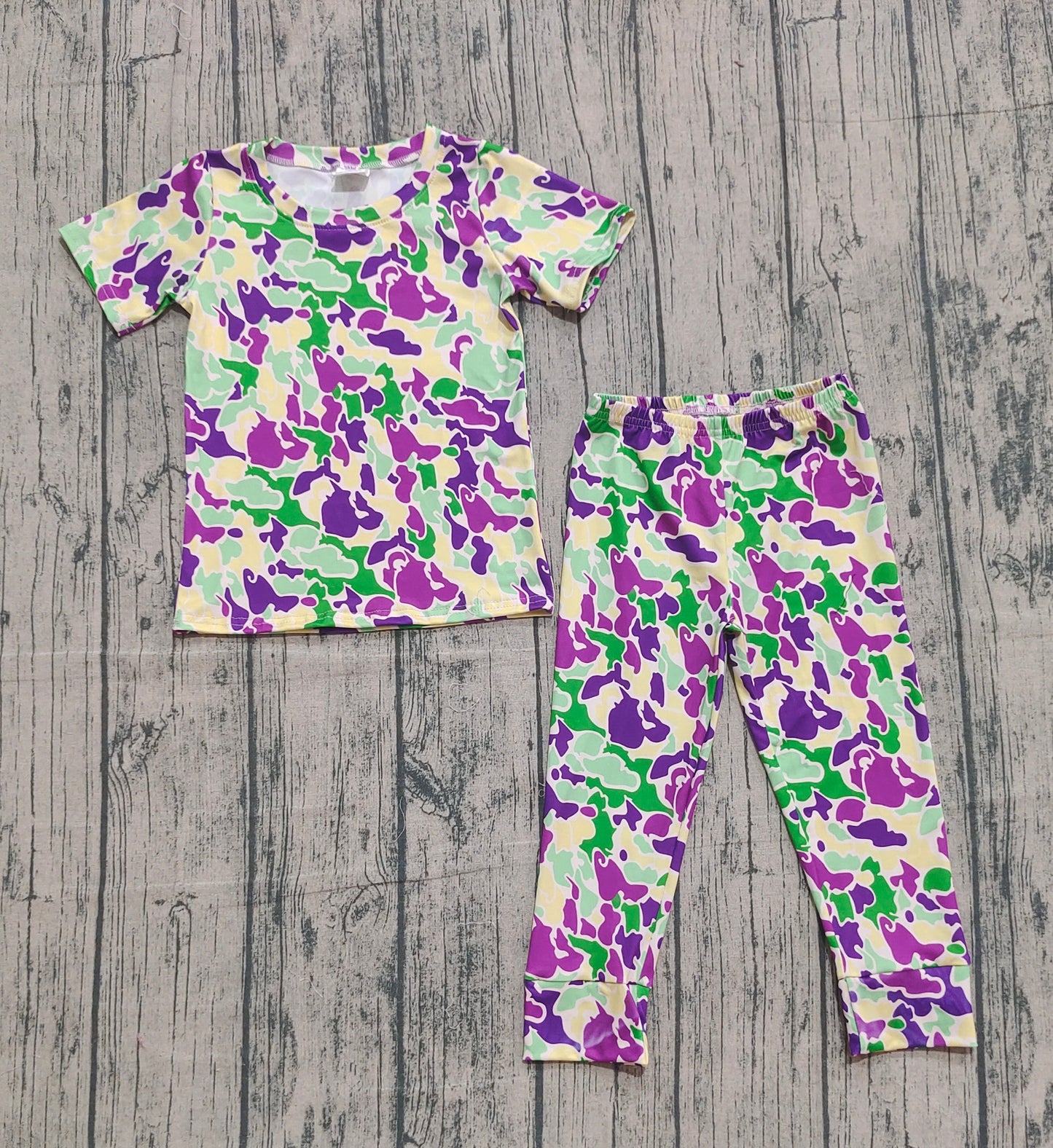 BSPO0584 Purple Camouflage Short Sleeve Pants Boys Pajamas Set 202510 RTS