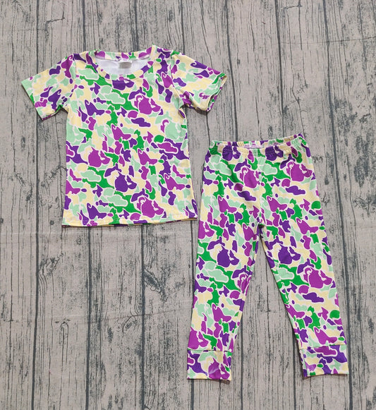 BSPO0584 Purple Camouflage Short Sleeve Pants Boys Pajamas Set 202510 RTS