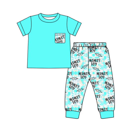 MOQ 8 Preorder BSPO0587 Mama‘s Boy Short Sleeve Pants Boys Set 202509