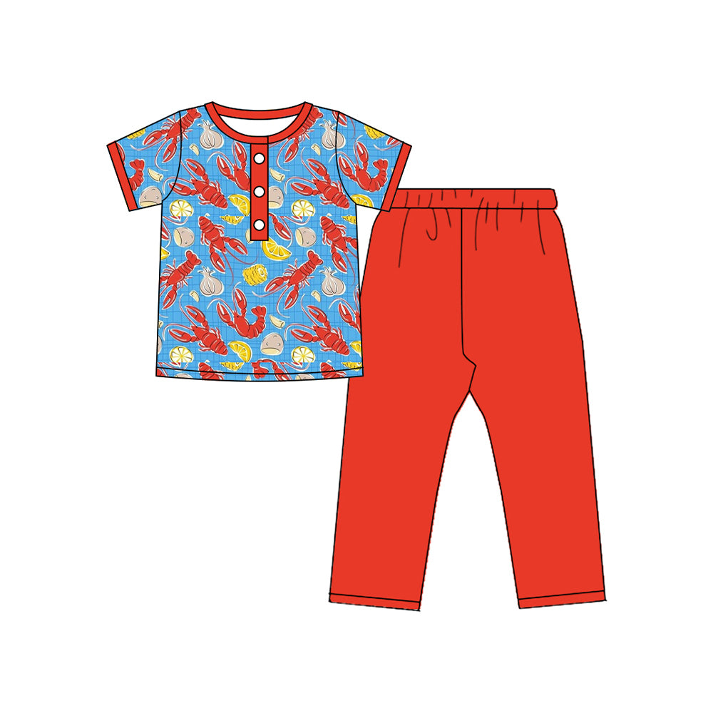 MOQ 8 preorder BSPO0590 Crayfish Short Sleeve Pants Boys Set 202509