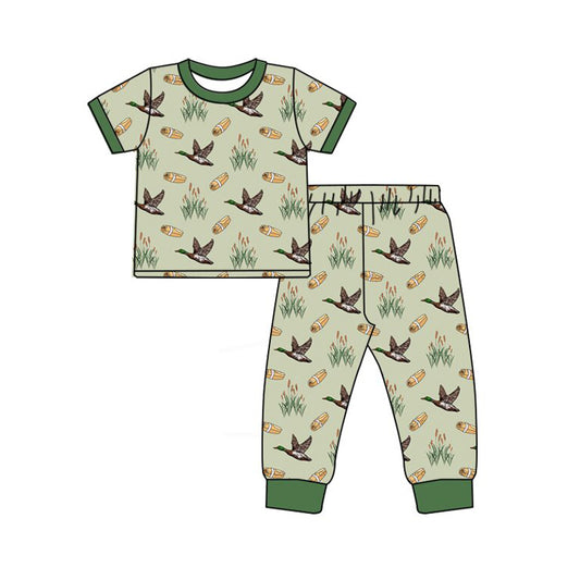 MOQ 5 PCS preorder BSPO0635 Duck Hunting Green Short Sleeve Pants Boys Pajama Set 202511