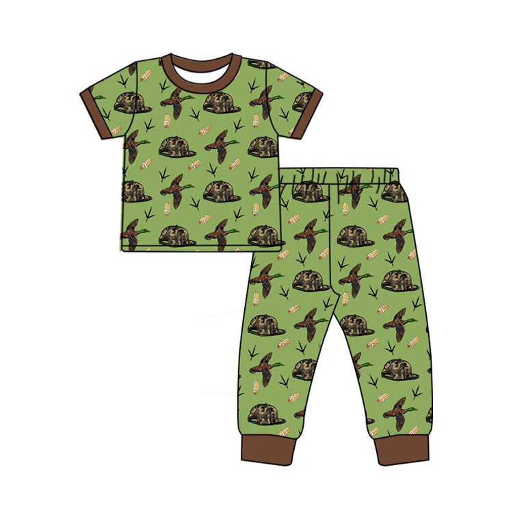 MOQ 5 PCS preorder BSPO0636 Duck Camouflage Hat Green Brown Short Sleeve Pants Boys Pajama Set 202511
