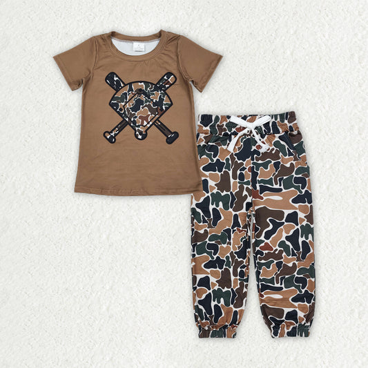 BSPO0652 Baseball Field Brown Green Camouflage Short-Sleeved Pants Boys Sets 202512 RTS