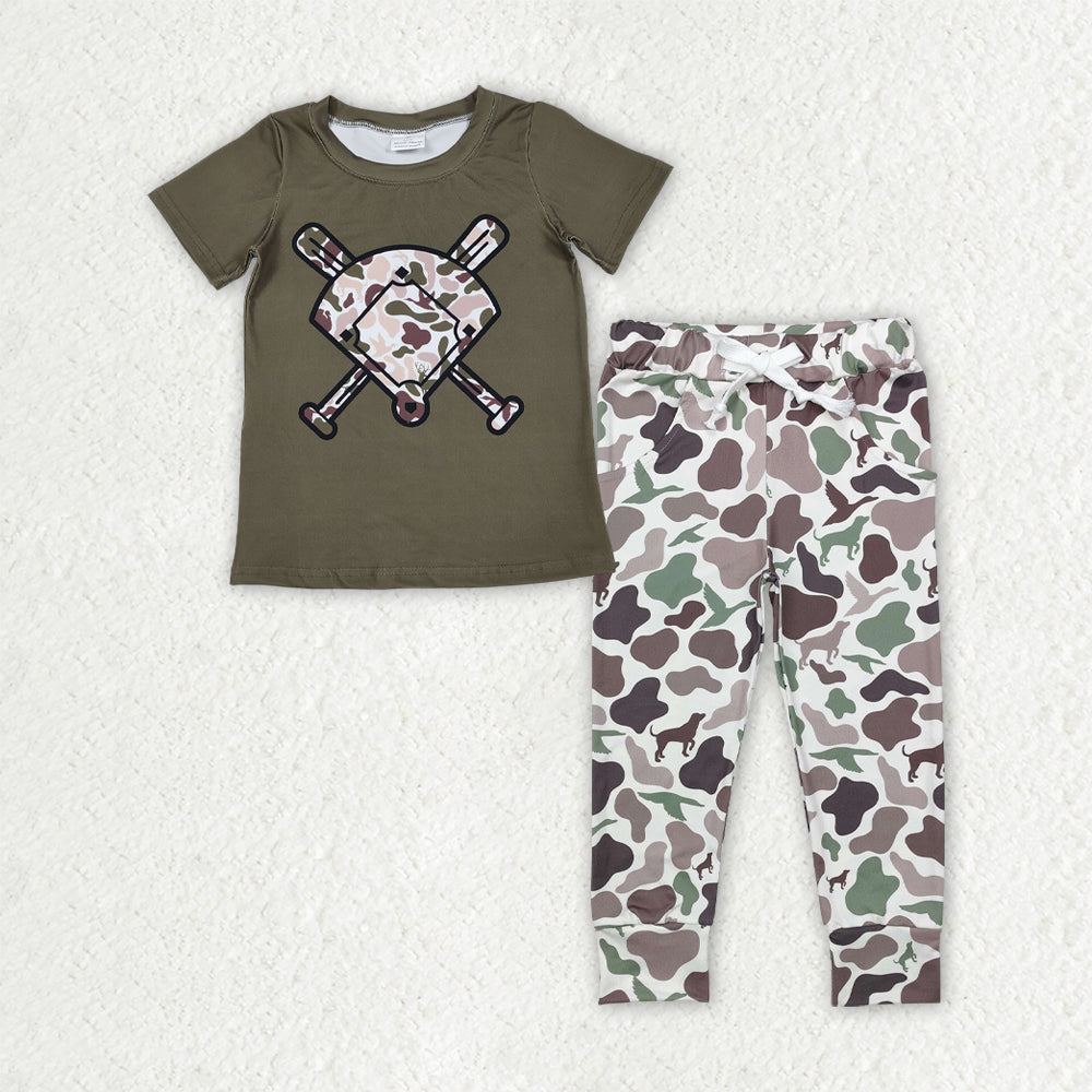 BSPO0658 Baseball Field Duck Hunting Beige Green Camouflage Short-Sleeved Joggers Pants Boys Sets 202512 RTS
