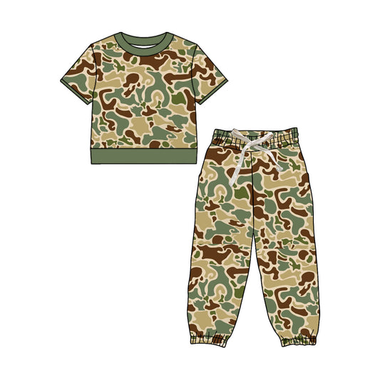 MOQ 5 PCS preorder BSPO0679 Green Camouflage Short Sleeve Pants Boys Sets 202604
