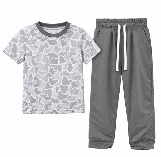 Preorder MOQ 5 pcs BSPO0738 Hunting Camo Gray Boys Set