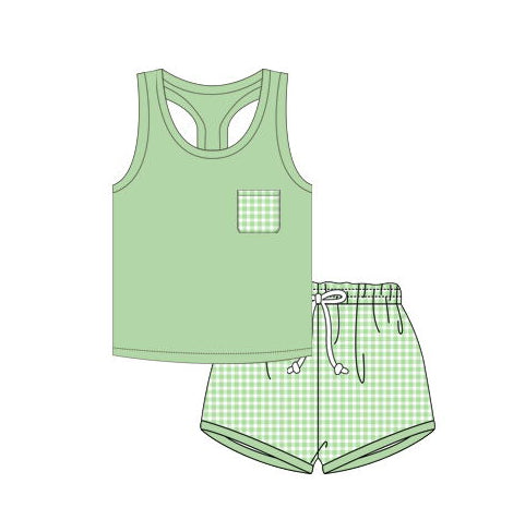 Preorder BSSO0491 Green Boys Short Sleeve Shorts Outfits