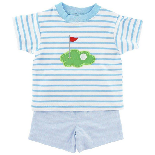 Preorder BSSO0582 Blue Golf Boys Short Sleeve Shorts Outfits