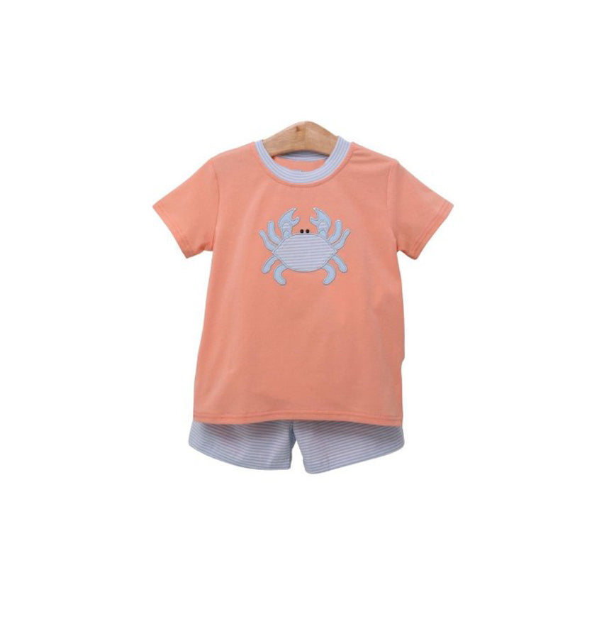 Preorder BSSO0586 Red Blue Craw Boys Short Sleeve Shorts Outfits