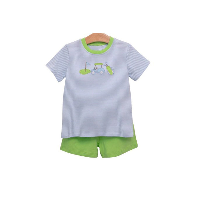 Preorder BSSO0591 Purple Golf Boys Short Sleeve Shorts Outfits