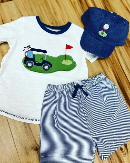 Preorder BSSO0601 blue golf Boys Short Sleeve Shorts Outfits