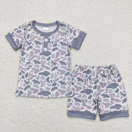 BSSO0605 Gray Camo Boys Short Sleeve Shorts Outfits RTS 202508