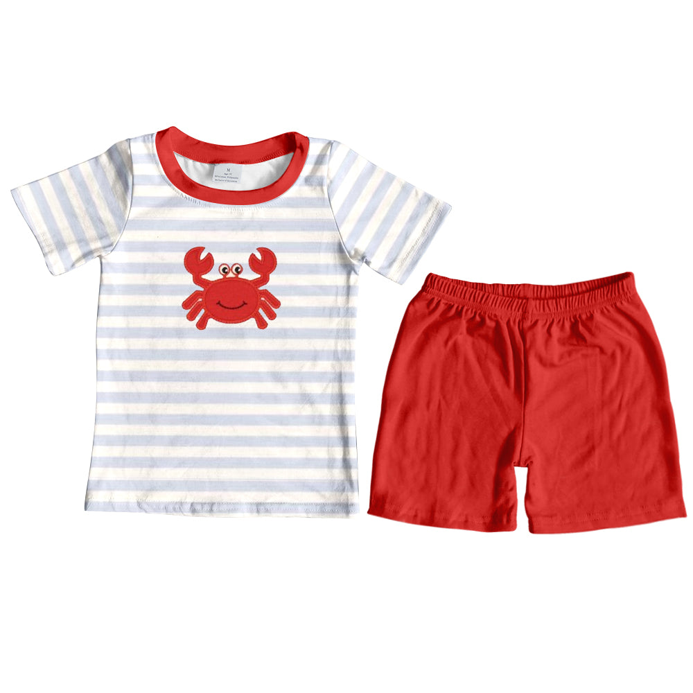 Preorder BSSO0607 Red Cray Boys Short Sleeve Shorts Outfits