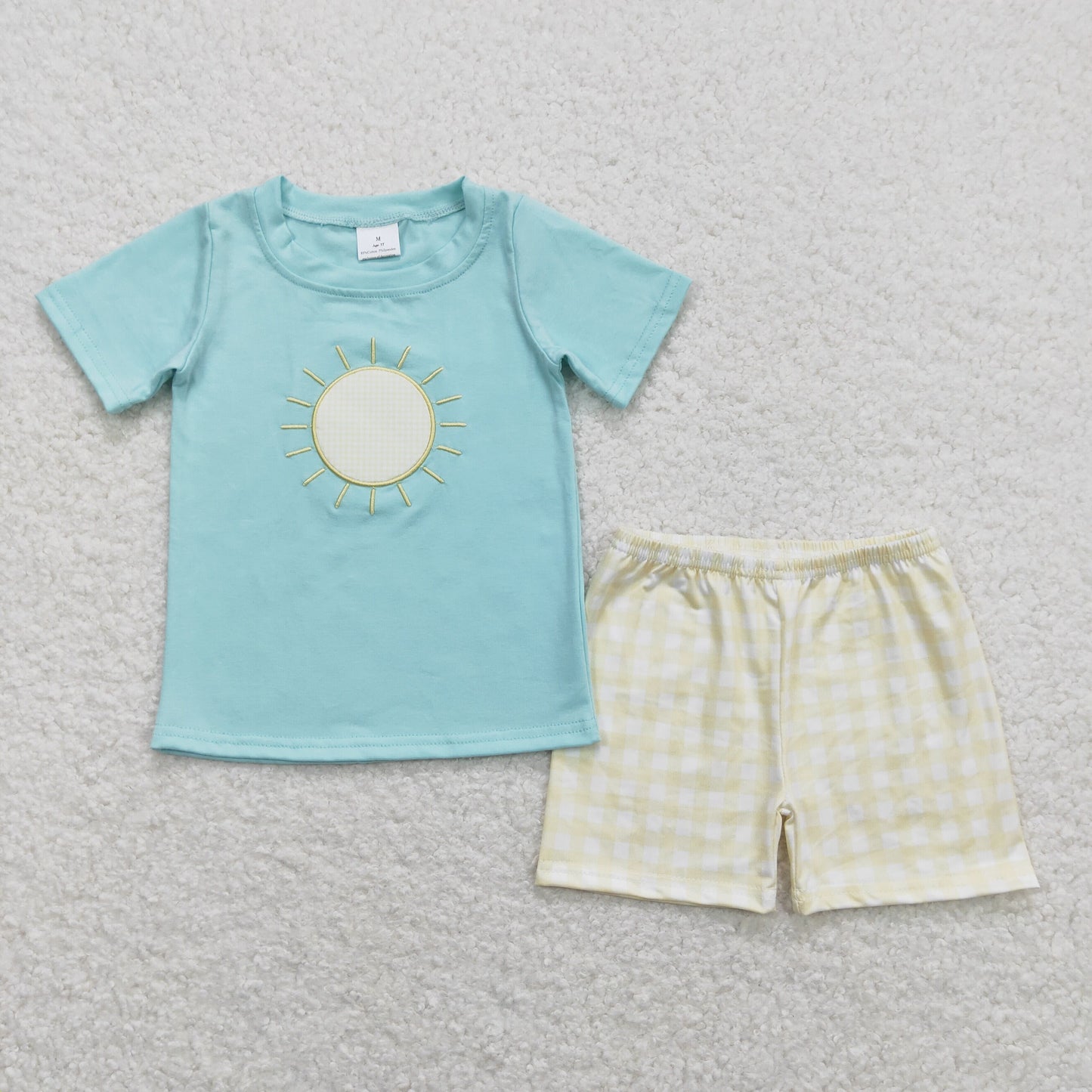 BSSO0614 sun Boys Blue Green Short Sleeve Shorts Outfits RTS 202508