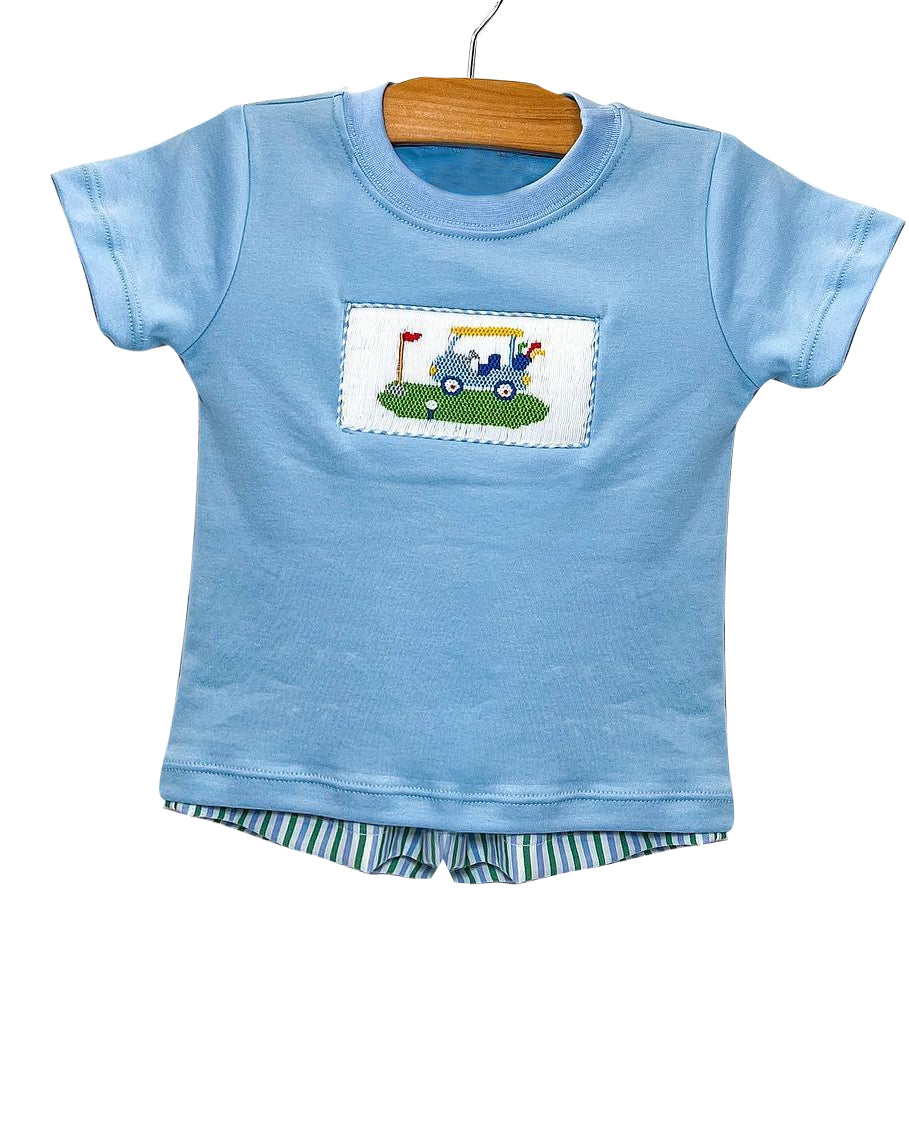 Preorder BSSO0616 blue golf Boys Short Sleeve Shorts Outfits