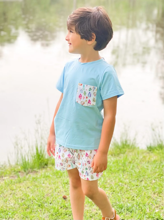 Preorder BSSO0623 Blue Sea Boys Short Sleeve Shorts Outfits