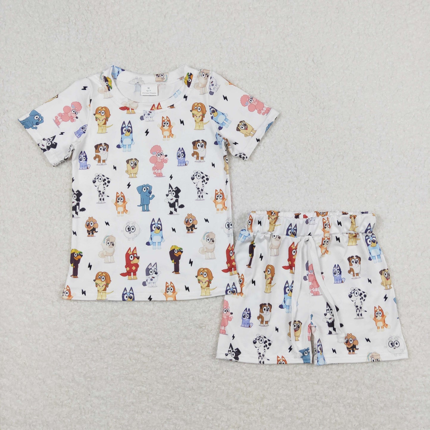 BSSO0660 Cartoon Bluey White Short Sleeve Shorts Boys Outfits RTS 202508
