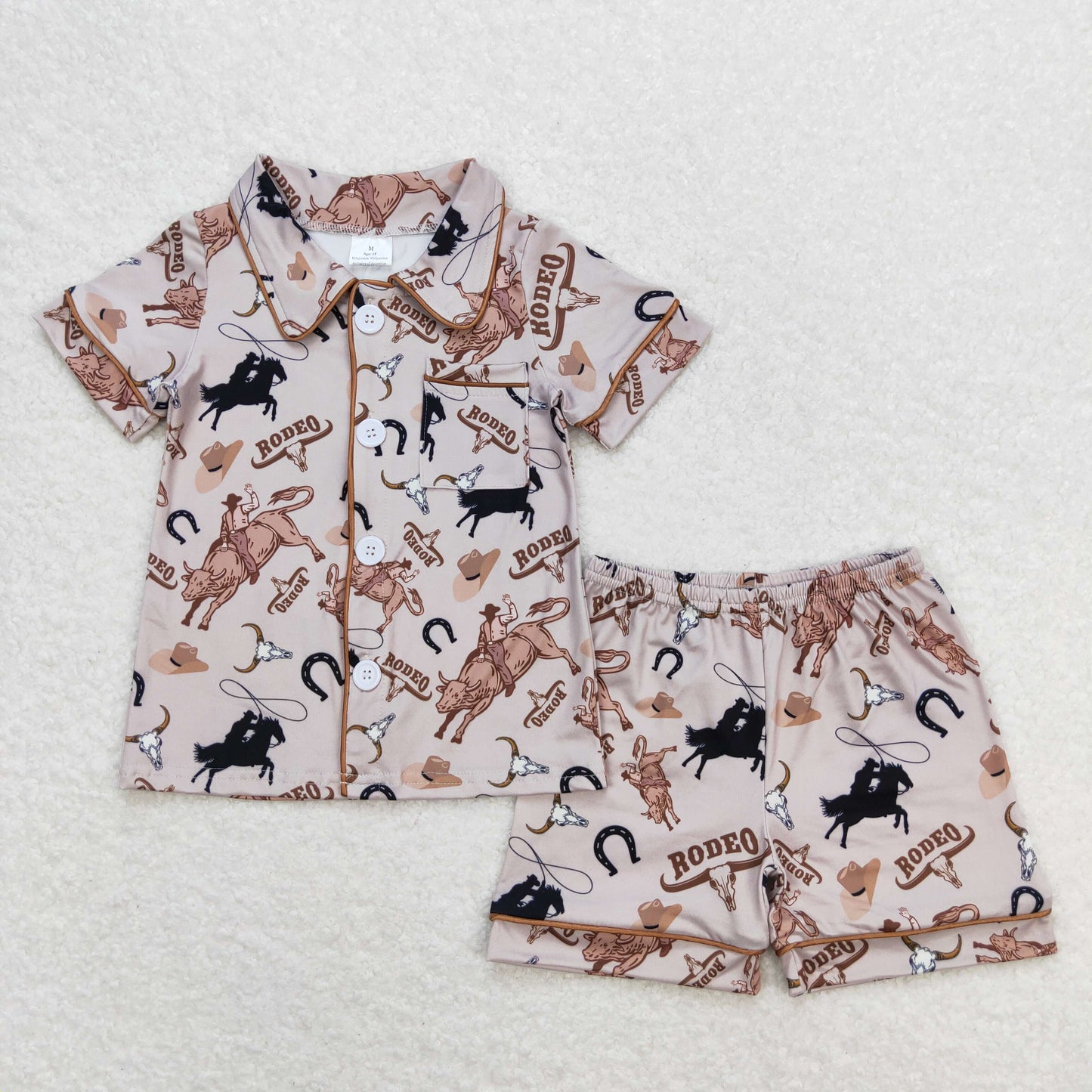 BSSO0761 Rodeo Cowboy Short Sleeve Shorts Boys Pajamas Outfits RTS 202508