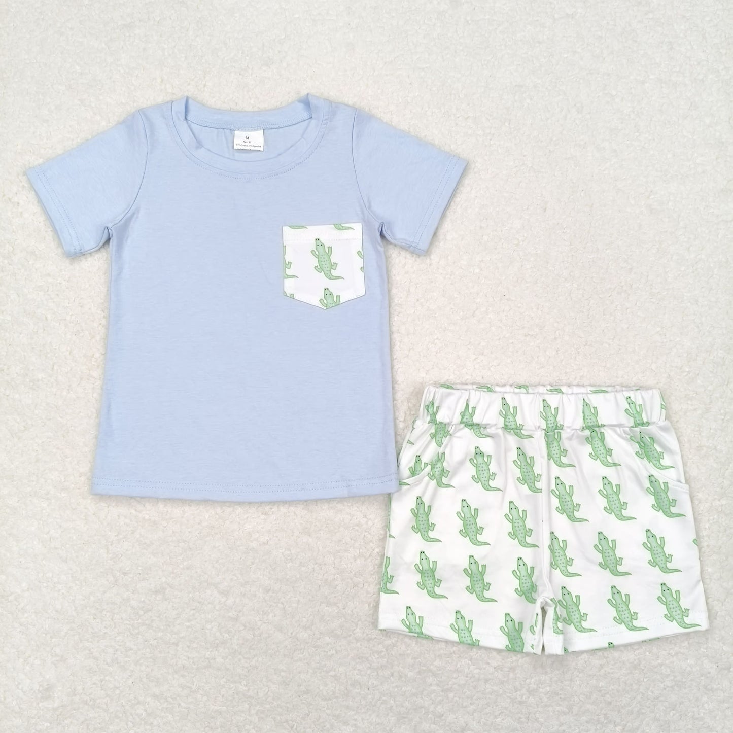 BSSO0782 Blue Green Sleeve crocodile short sleeve Top shorts set Boys Boutique outfit 202502 RTS