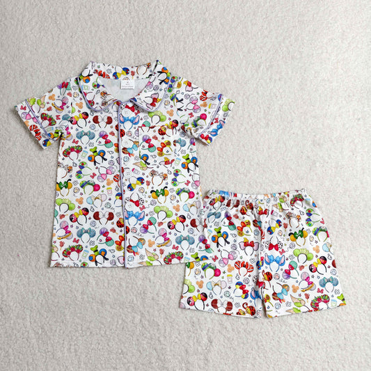 BSSO0816 Cartoon Monkey Polo Short Sleeve Shorts Boys Pajamas Sets 202606 RTS