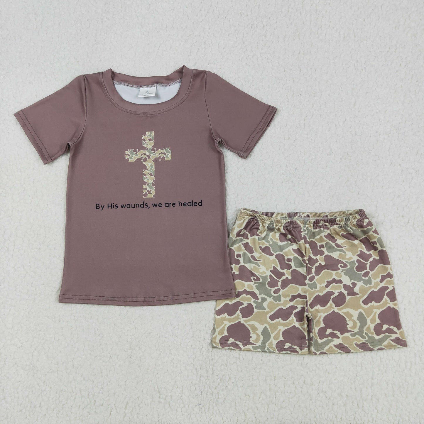 BSSO1134 Easter Boutique brown short sleeve top shorts set Boys Boutique clothes 202502 RTS