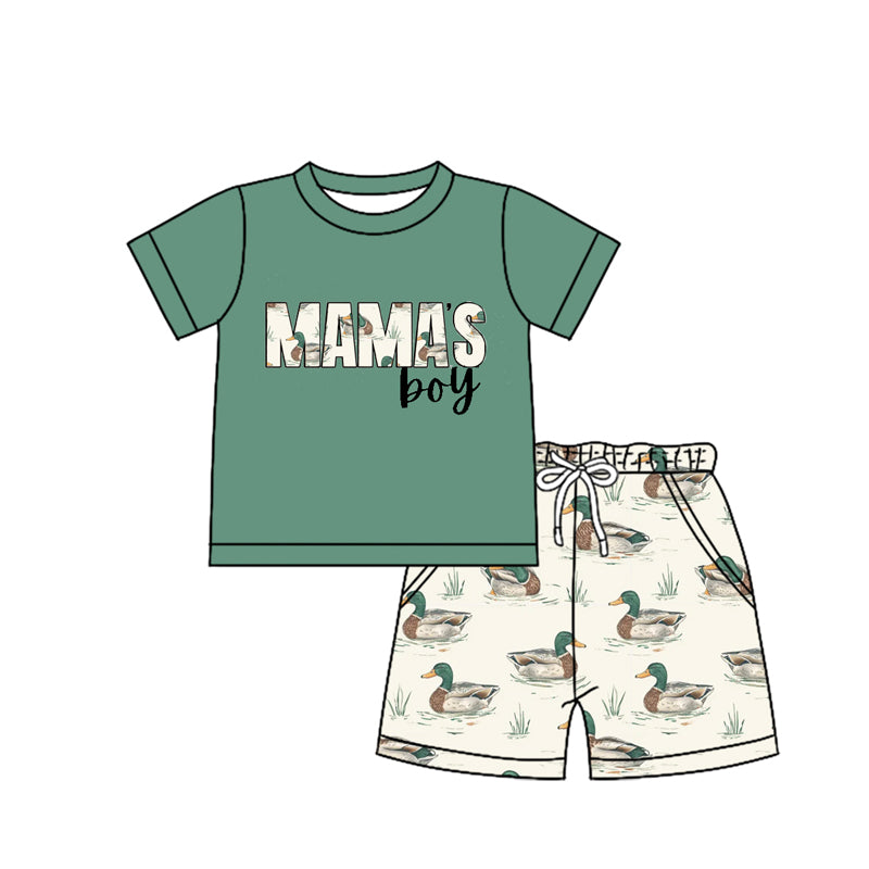 BSSO1170 preorder green short sleeve hunting duck pants sets BOYS OUTFITS