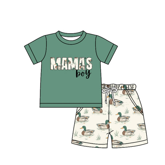 BSSO1170 preorder green short sleeve hunting duck pants sets BOYS OUTFITS
