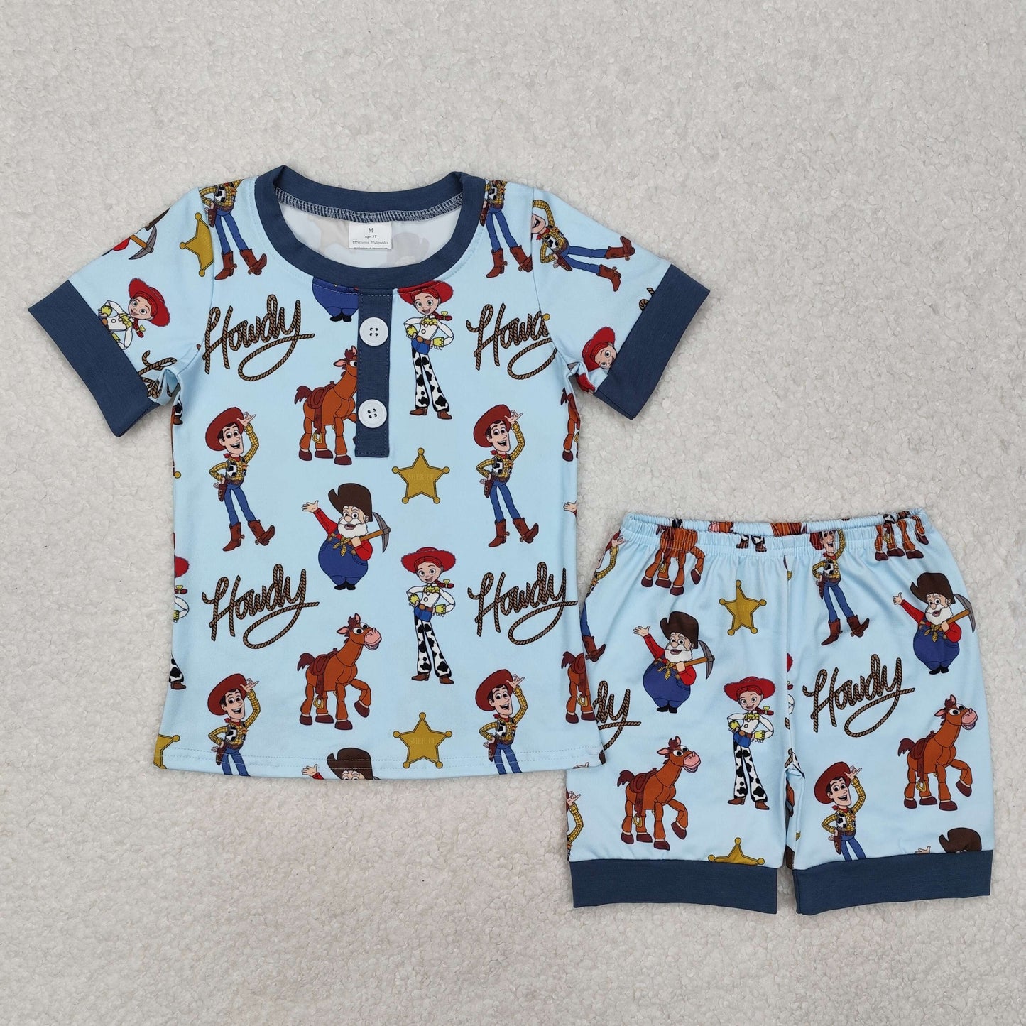 BSSO1214 Blue Cartoon Pattern short sleeve top shorts set boy clothing sets summer outfit RTS 202501