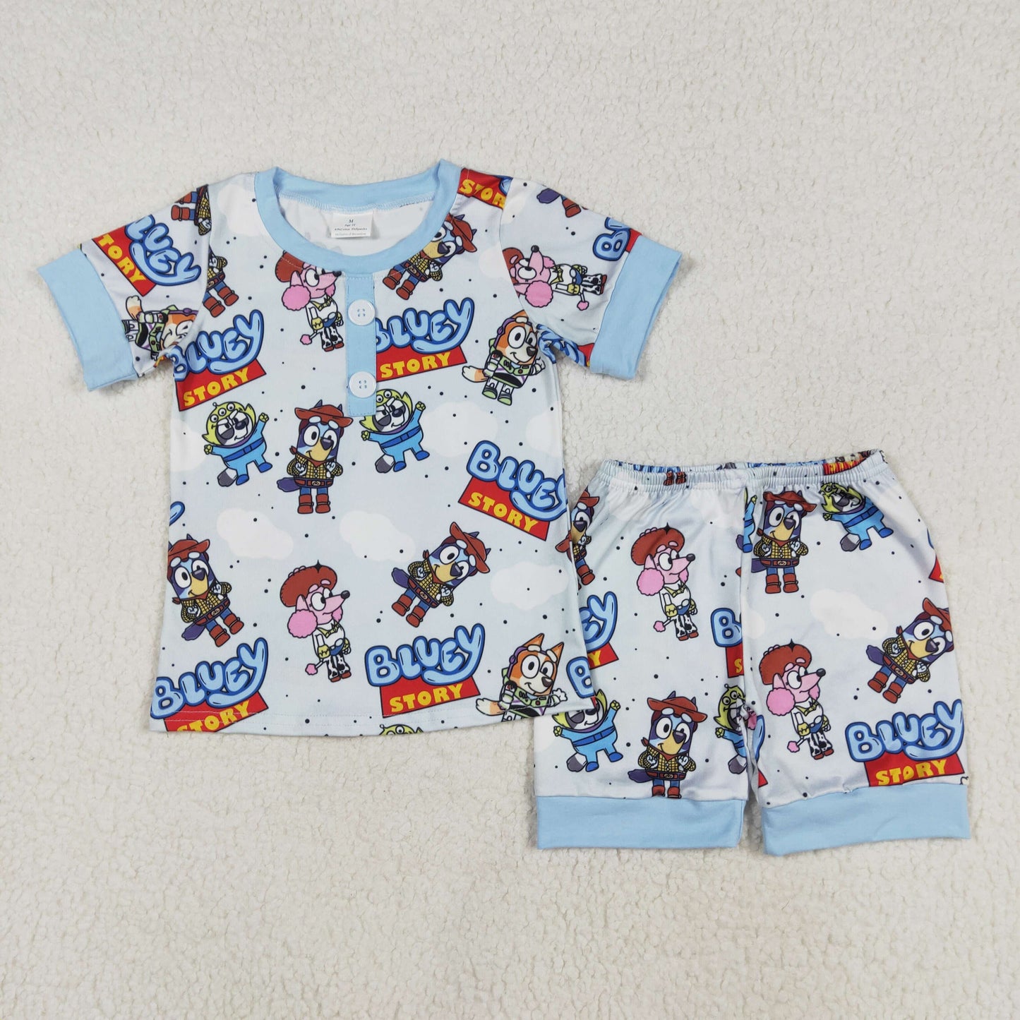 BSSO1240 Blue Cartoon Bluey short sleeve top shorts set boys Boutique Summer clothes 202502 RTS