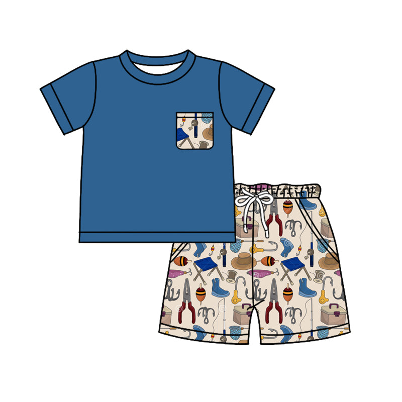 Preorder BSSO1293 Boys short sleeve top shorts Boutique Summer clothes 202501