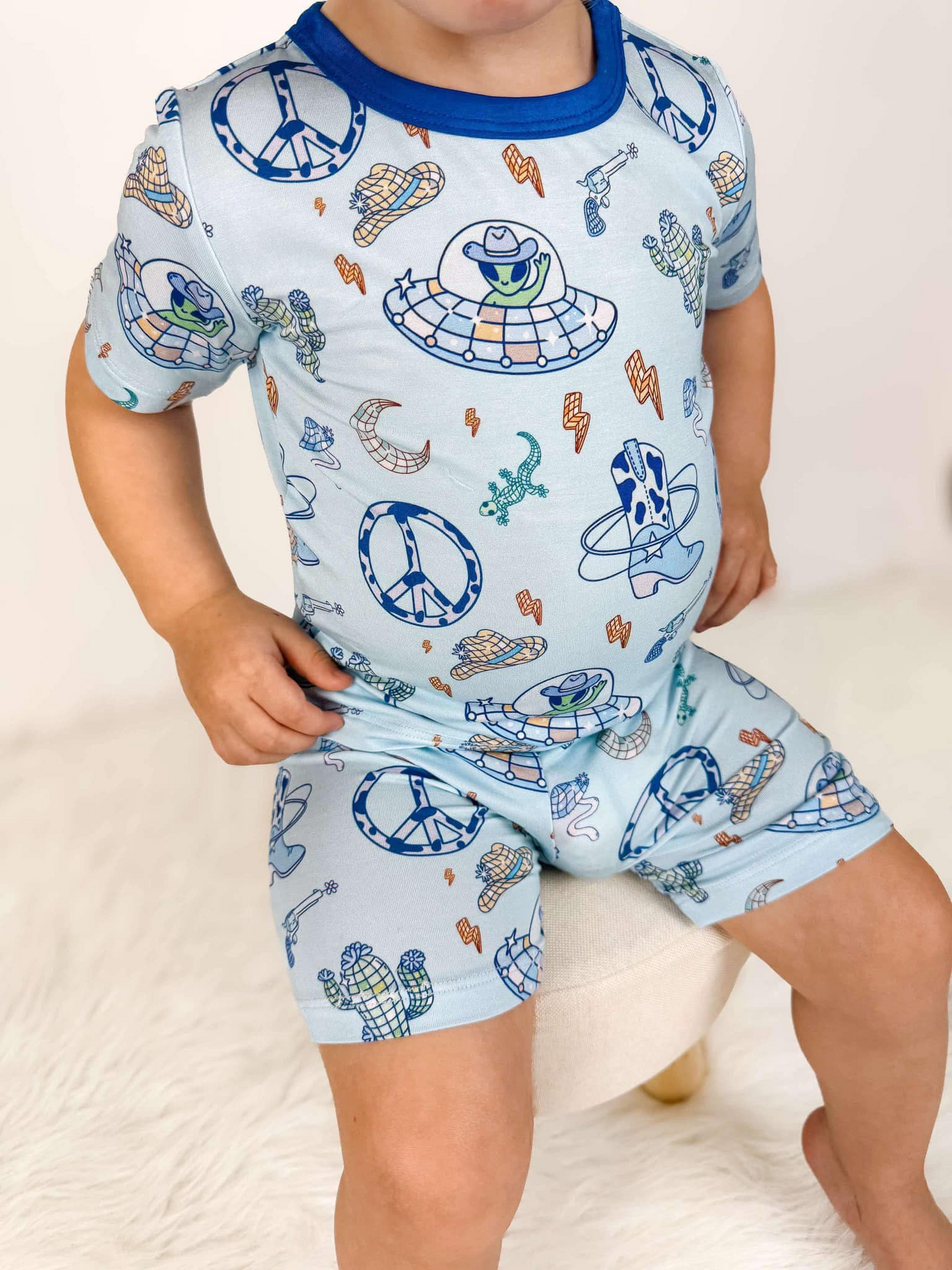 preorder BSSO1357 Dark Blue hat airship short sleeve top shorts set boys Boutique Summer outfit 202502