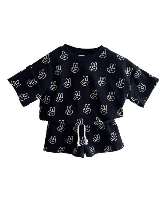 preorder BSSO1440 Black Handssors Short Sleeve Top Shorts Sets Boys Boutique Outfit 202503