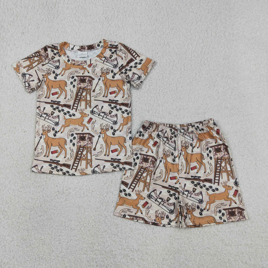 BSSO1559 Deer Hunting Short Sleeves Shorts Boys Set 202604 RTS