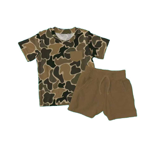 MOQ 5 preorder BSSO1632 Camouflage Brown Short-Sleeve Shorts Boys Sets 202510